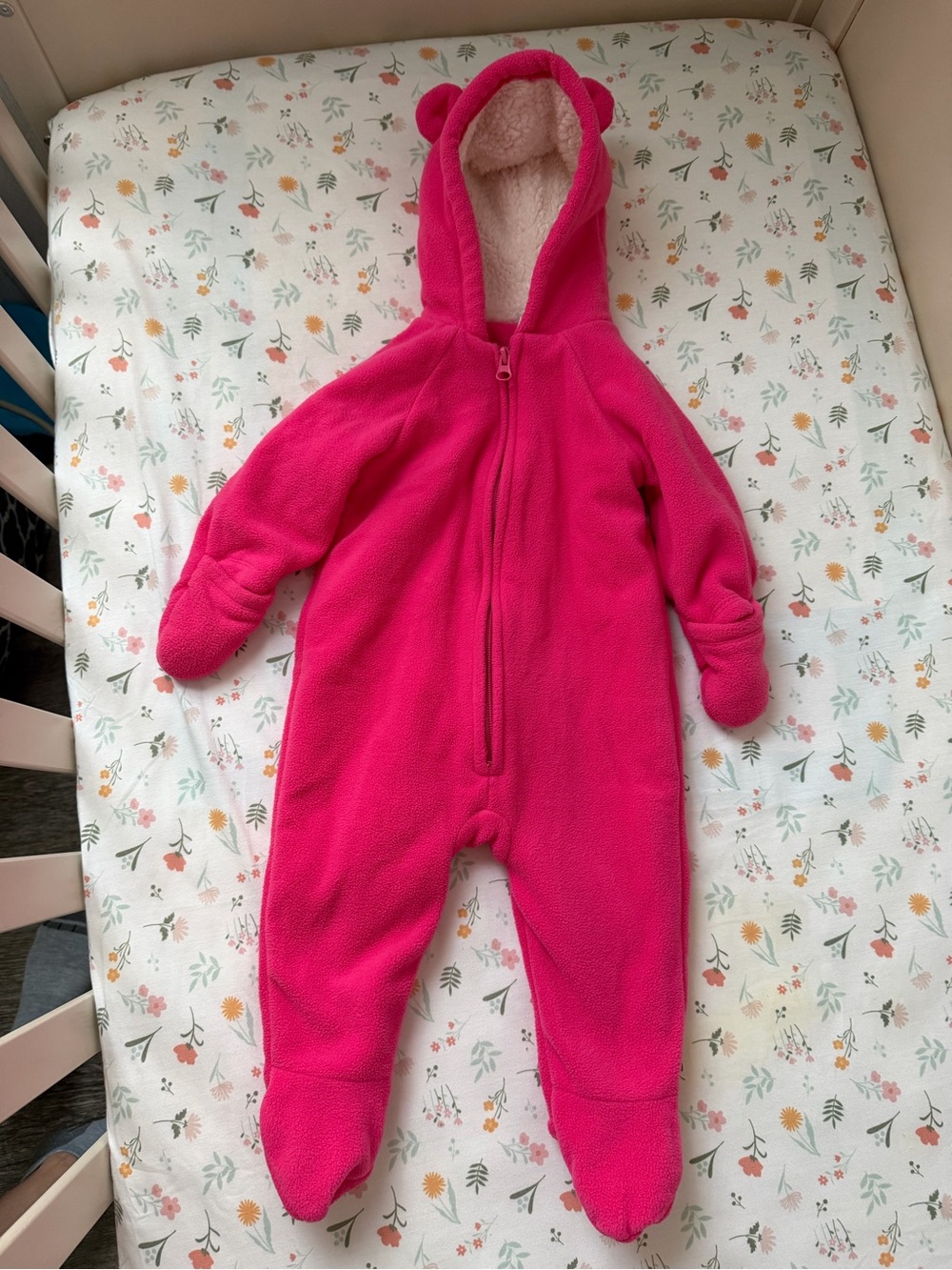Old Navy Hot Pink Hooded Fleece Footed One-Piece